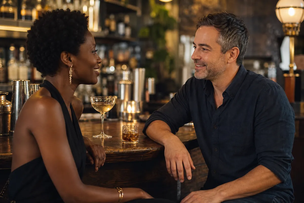 A couple debriefing after a swinging experience, sitting together and communicating openly